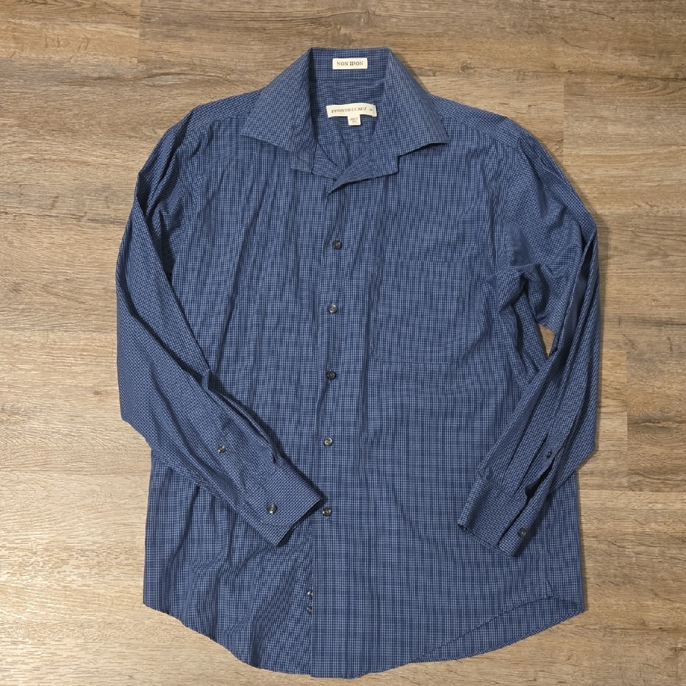 Pronto Uomo Blue Checkered Button Down Shirt